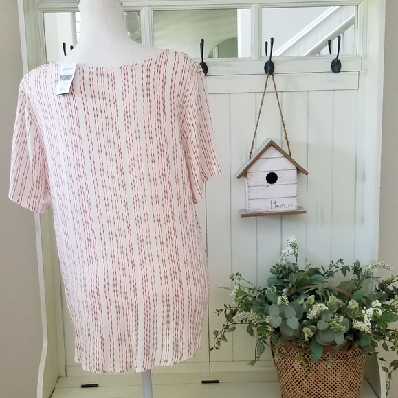 NWT! Böhme S/S Pattern Rust/Cream Knot Top Blouse - Picture 6 of 12